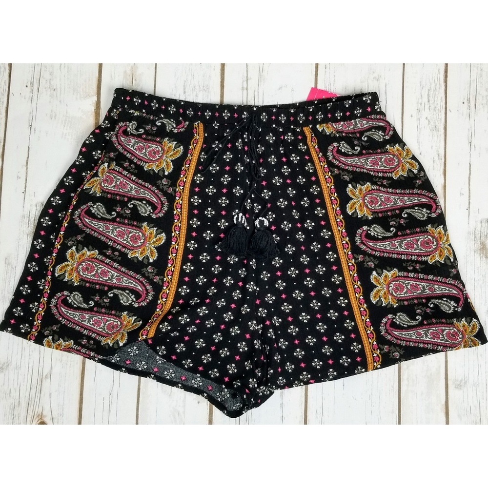 Xhilaration Black Floral Print Rayon Lounge Shorts
